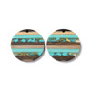 Wood & Resin, Pendant, Round, Turquoise, 30mm, 2 PCS