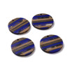Wood & Resin, Pendant, Round, Blue & Black, 30mm, 2 PCS