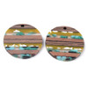 Wood & Resin, Pendant, Round, Turquoise & Green, 30mm, 2 PCS