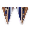 Wood & Resin, Pendant, Triangle, Black & Blue, Gold Foil, 33x22mm, 2 PCS