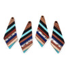Wood & Resin, Pendant, Quadrilateral, Turquoise & Black, 53x22mm, 2 PCS