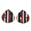 Wood & Resin, Pendant, Teardrop, Black & Blue, 32x29mm, 2 PCS