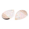 Wood & Resin, Pendant, Teardrop, Pink Confetti, 36x24mm, 2 PCS