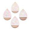 Wood & Resin, Pendant, Teardrop, Pink Confetti, 36x24mm, 2 PCS