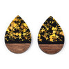 Wood & Resin, Pendant, Teardrop, Gold Confetti, 36x24mm, 2 PCS