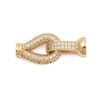Lobster Claw Clasp, Teardrop, 28mm, Brass, 18K Gold Plated, Cubic Zirconia, 1 Set