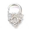 Lobster Claw Clasp, Bumblebee, 25x16mm, Brass, Platinum Plated, Cubic Zirconia, 1 PC