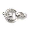 Fold Over Clasp, Moon, 26x15mm, Brass, Platinum Plated, Cubic Zirconia, 1 Set