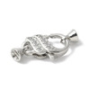 Lobster Claw Clasp, 17x11mm, Brass, Platinum Plated, Cubic Zirconia, 1 PC
