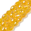 Faceted Drop, Glass, Dark Yellow AB, 8x6mm, One 20in Strand