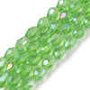 Faceted Drop, Glass, Light Green AB, 8x6mm, One 20in Strand