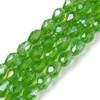 Faceted Drop, Glass, Green AB, 8x6mm, One 20in Strand