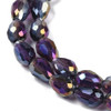 Faceted Drop, Glass, Purple AB, 8x6mm, One 20in Strand
