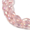 Faceted Drop, Glass, Pink AB, 8x6mm, One 20in Strand