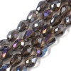 Faceted Drop, Glass, Smoke Grey AB, 8x6mm, One 20in Strand