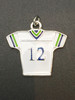 Enamel Charm, Small #12 Jersey, White & Blue, 18mm