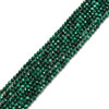 Malachite, Natural, Faceted Round, One 2mm Strand