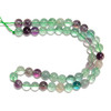 Fluorite, Mixed Colors, Natural, Smooth Round, 8mm, One Strand