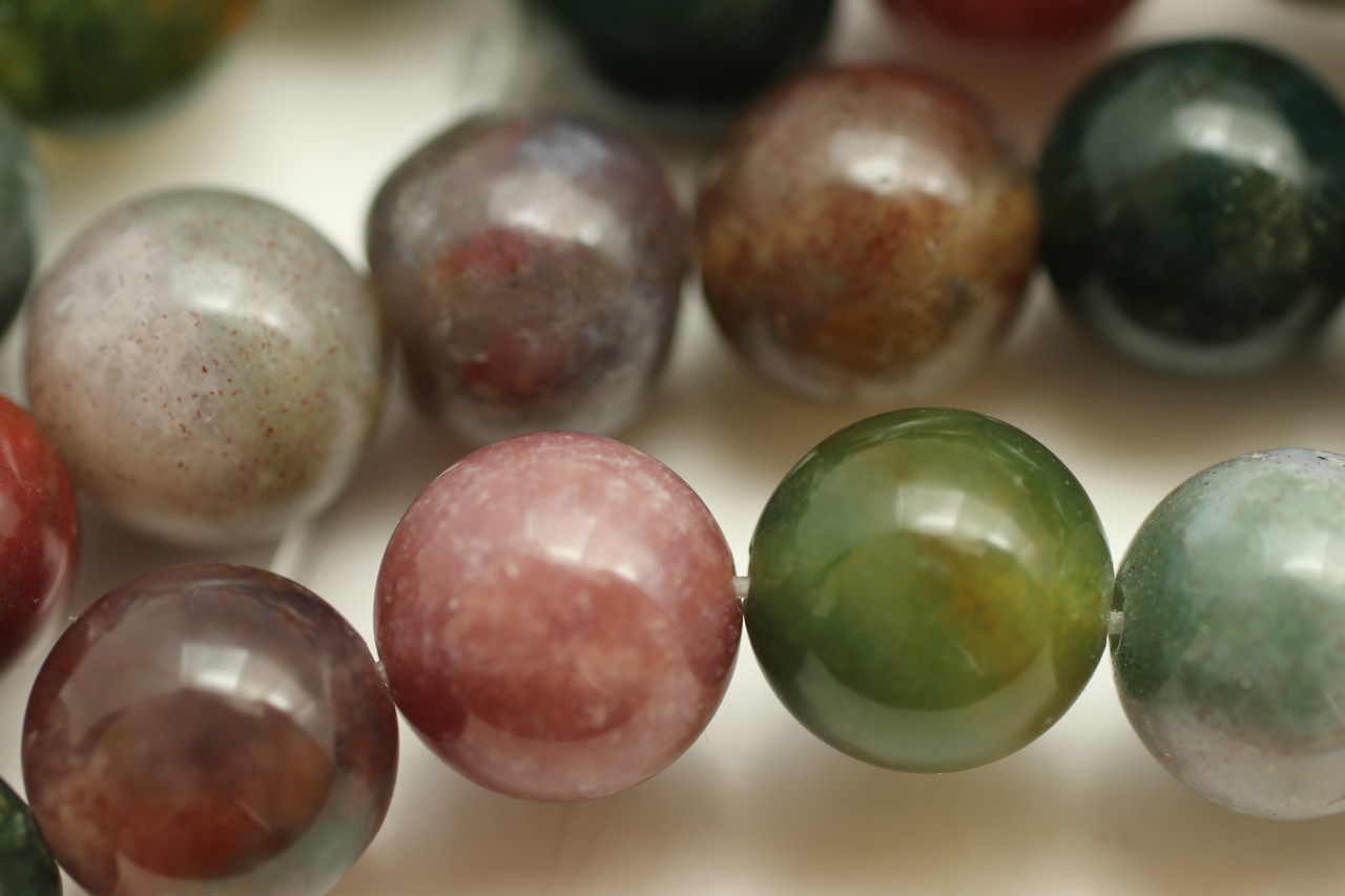 4mm Indian Agate Smooth Round Gemstone Beads, 