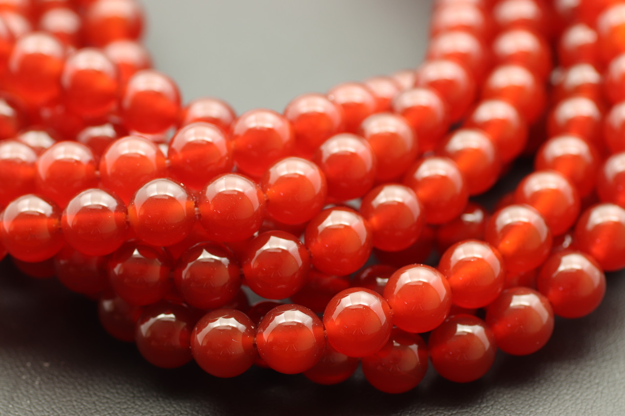 Carnelian Red Agate Beads - 6mm Round  (Smooth & High Polished for Jewelry  Making)