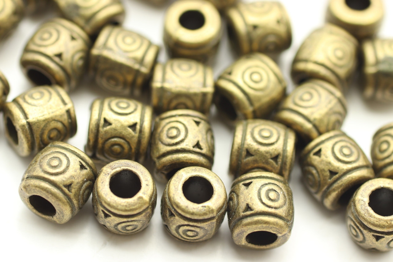 Gold Spacer Beads - Brass Tube Barrel Beads - Faceted Barrel Beads