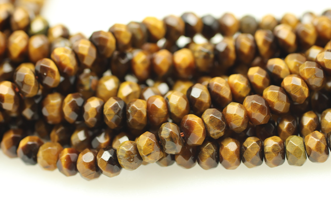 JD 4*2mm Natural Yellow Tiger Eye Stone Rondelle Shape Beads Round Loose Spacer Flat Bead for Jewelry Making