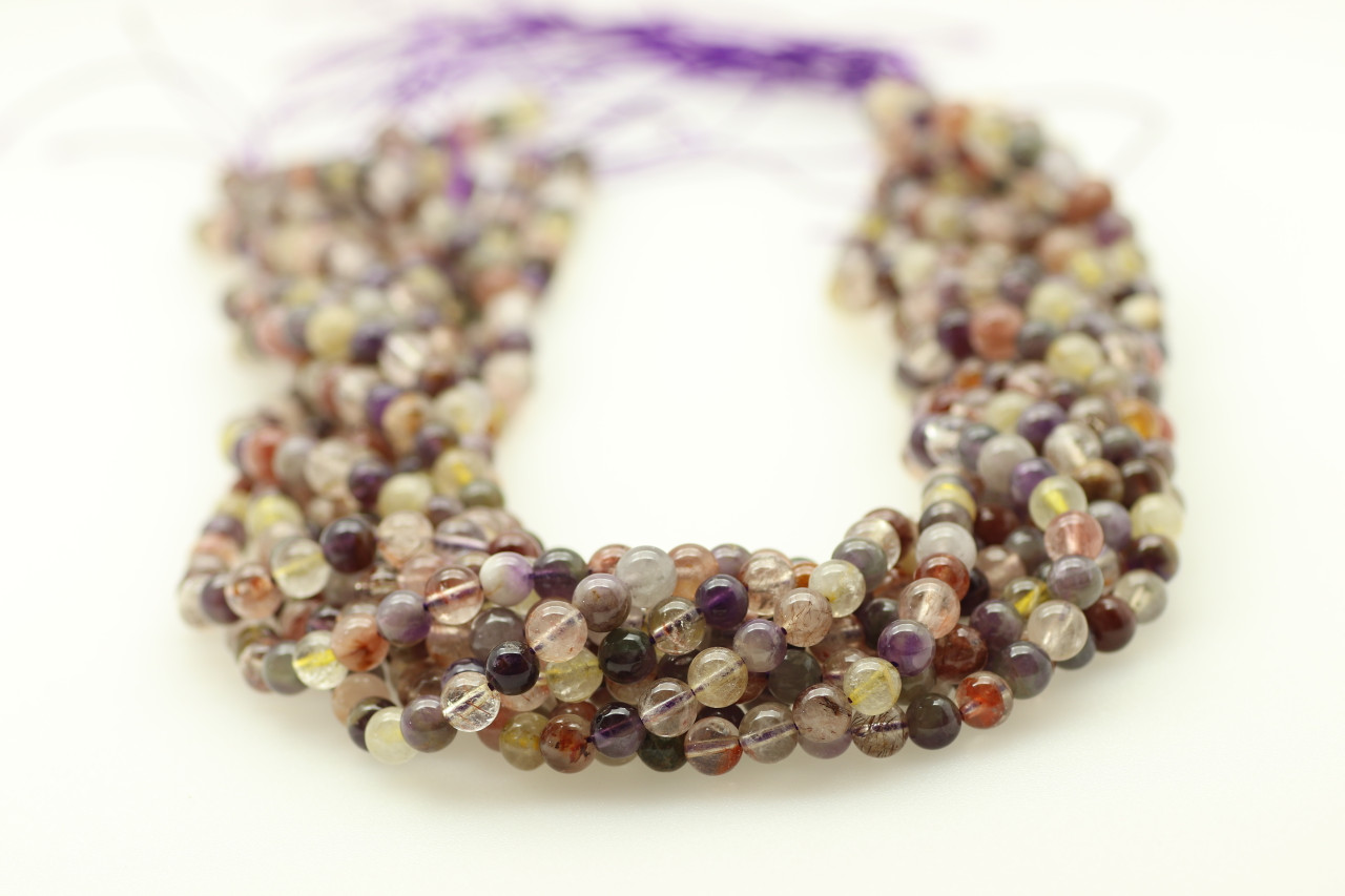 Rutilated Quartz, Mix, Smooth Round, One 6mm Strand (New 147)