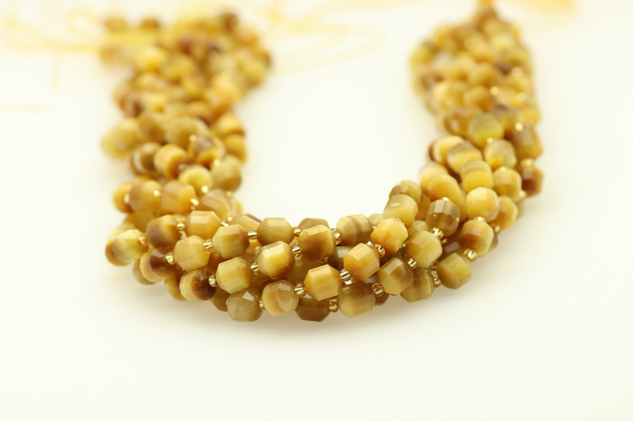 Bead, tigereye (natural), 8mm round, B grade, Mohs hardness 7. Sold per  15-1/2 to 16 strand. - Fire Mountain Gems and Beads