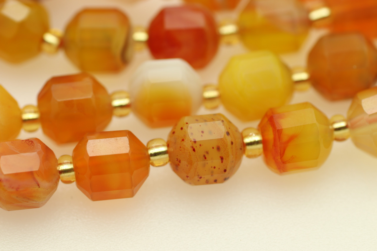 Large Hole Beads, Yellow Faceted Crystal Big Hole Beads (4)