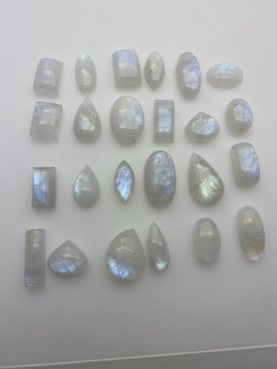 Rainbow Moonstone Faceted Flat Nugget Gemstone Beads (N