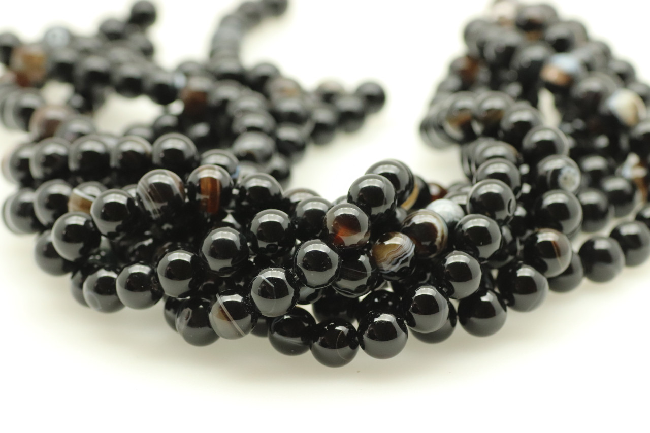 Large Natural Tuxedo Agate Round Beads 12mm 14mm 16mm Smooth