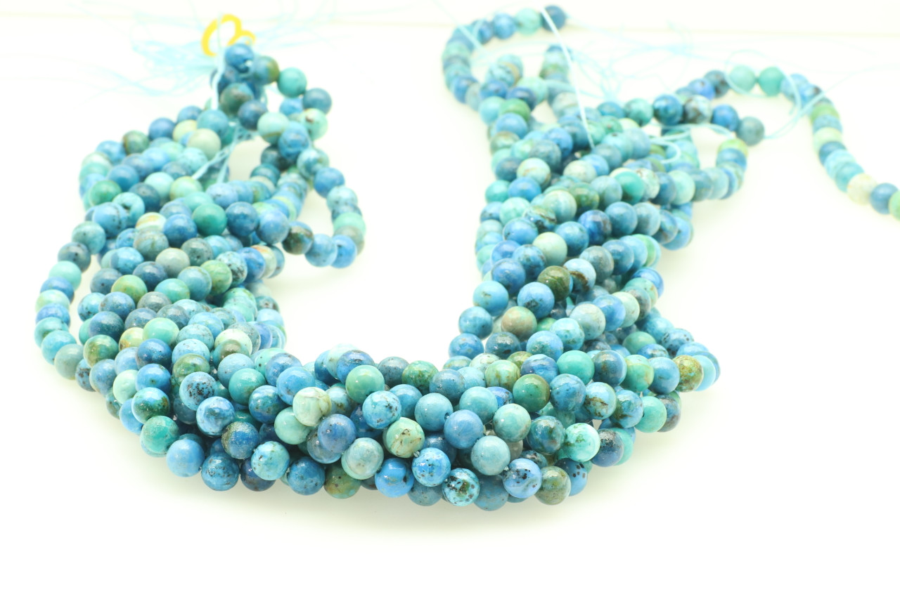 Tropical Blue Opal Smooth Rondelle Beads, 5-6mm AA Quality
