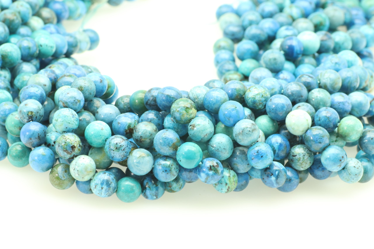 Tropical Blue Opal Smooth Rondelle Beads, 5-6mm AA Quality