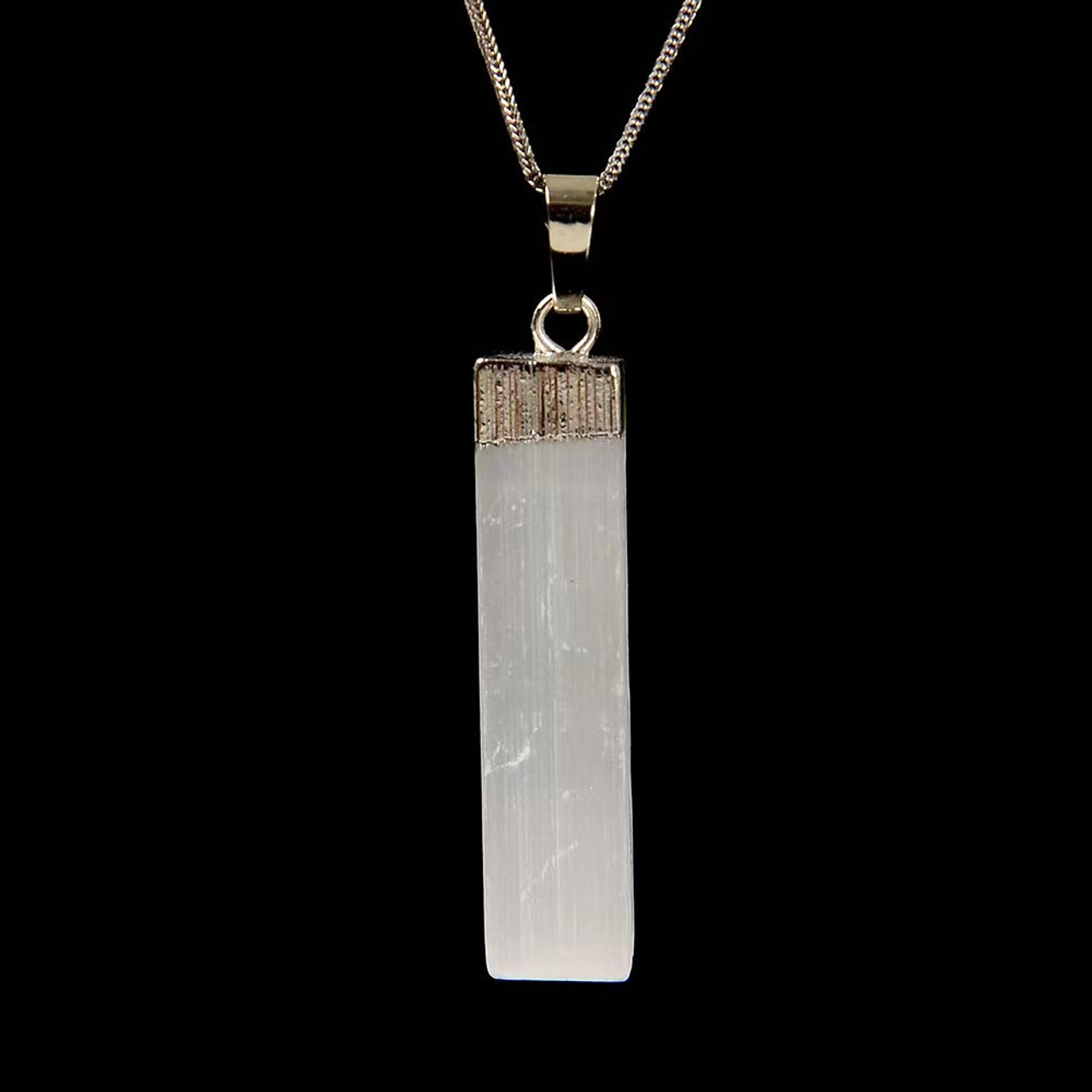 Selenite Black Cord Necklace