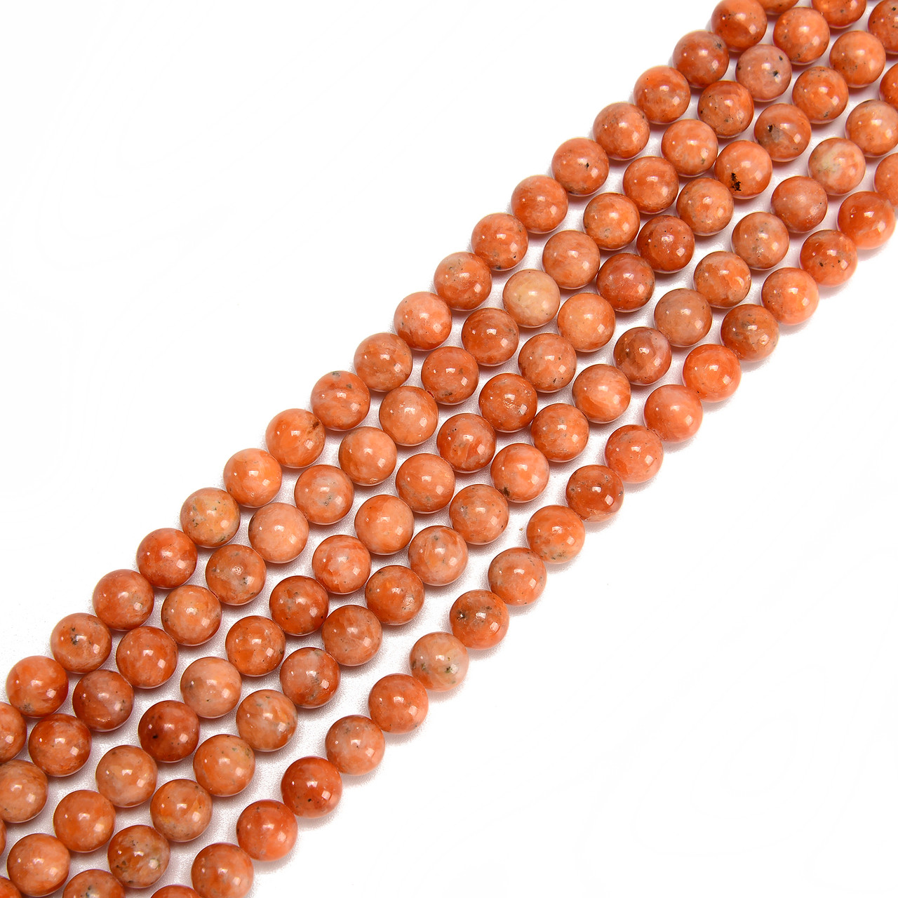 Collier Pierres Boules Calcite Orange 8mm - Longueur 45cm, Chakra, France Minéraux, Neuf Avec étiquettes