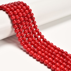 "Jade", Red, Dyed, Smooth Round 8mm