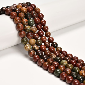 8mm Red Creek Jasper, Natural, Smooth Round  