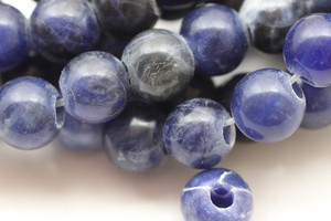 8mm Sodalite, Natural, Smooth Round with Large Hole