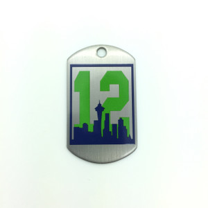 #12 Dog Tag with Seattle Skyline #12 Dog Tag with Seattle Skyline