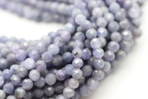 Tanzanite, Natural, Faceted Round, 4mm, One Strand