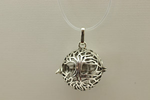 Cage, Round, Tree of Life, Silver Plated Metal Alloy, Pendant 30mm