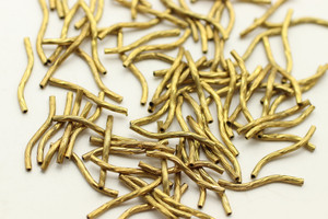 Tube, Twisted Pattern, Antique Gold Plated Metal Alloy, 1.5x25mm, approx. 38 PCS