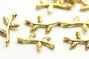 LEAF, Connector, 18x9x3mm, Antique Gold Plated (metal alloy), approx 55 per bag
