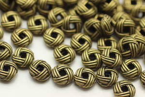BEAD, Round, Basketweave, 6x3mm, Antique Bronze Plated (metal alloy), approx 50 per bag