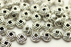 BEAD, Round, Basketweave, 6x3mm, Antique Silver Plated (metal alloy), approx 50 per bag
