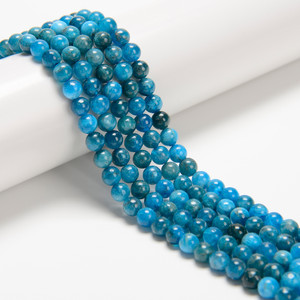 Apatite, Neon, Natural, Smooth Round, One 8mm Strand.