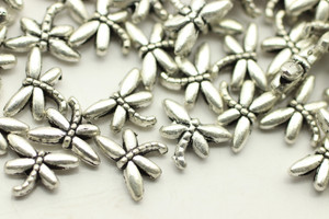 Dragonfly, Double Sided, 6x9x2.5mm, Antique Silver Plated Metal Alloy, approx. 48 PCS