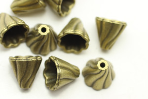 Cap, Swirl, 13x13mm, Antique Bronze Plated Metal Alloy, Approximately 10 per bag