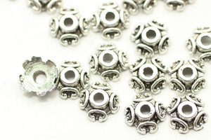 Cap, Curled Edge, 7x3mm, Antique Silver Plated Metal Alloy, Approximately 140 per bag