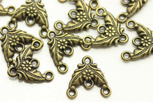 CHANDELIER, Flower Design, Double Sided, 15x14x3mm, Antique Bronze Plated (metal alloy), approx 24 per bag